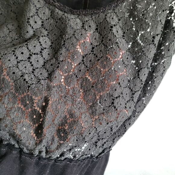 FREE PEOPLE BLACK NEW ROMANTICS SLEEVELESS LACE SHEER TANK NWT SZ S - Picture 10 of 11